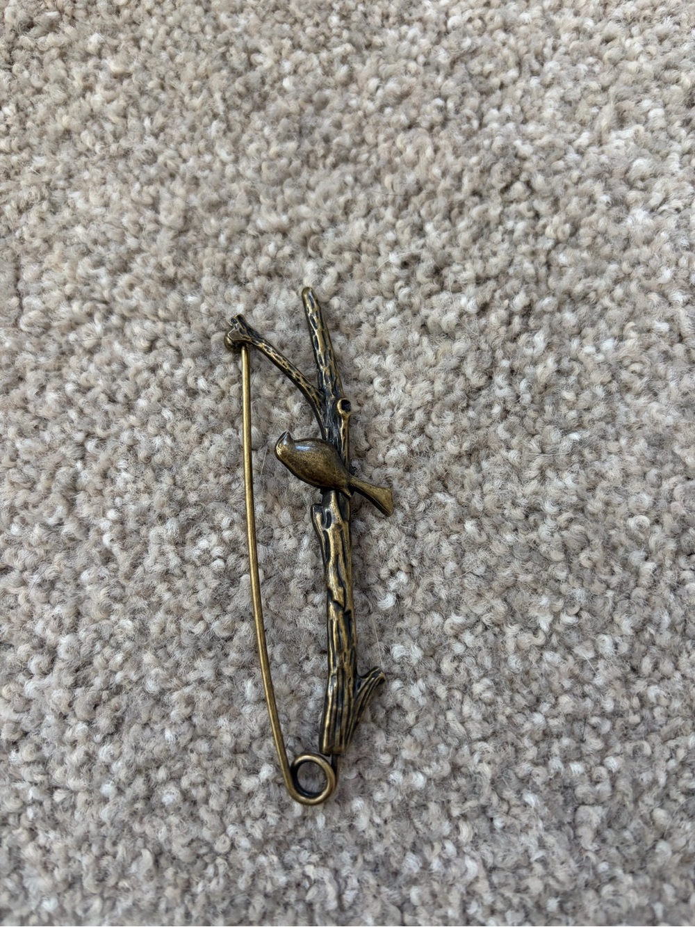 Antique Brass Bird on Branch Brooch